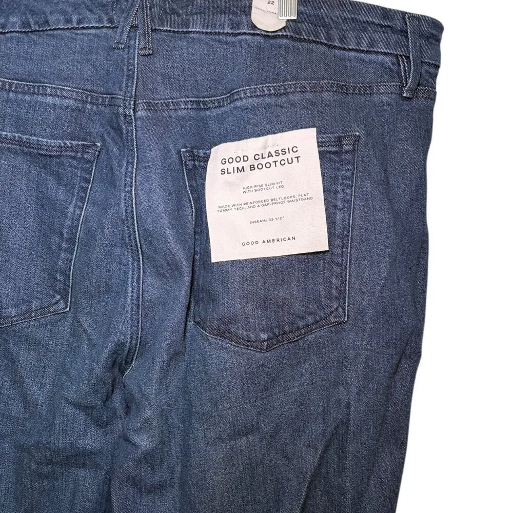 Good American Good Classic Slim Bootcut Jeans High Rise Plus 22 NWT